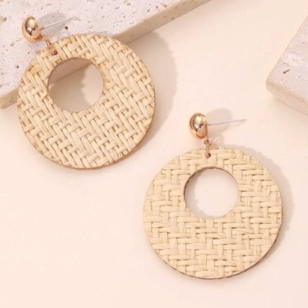 LAST PAIR- Woven Straw Drop Earrings